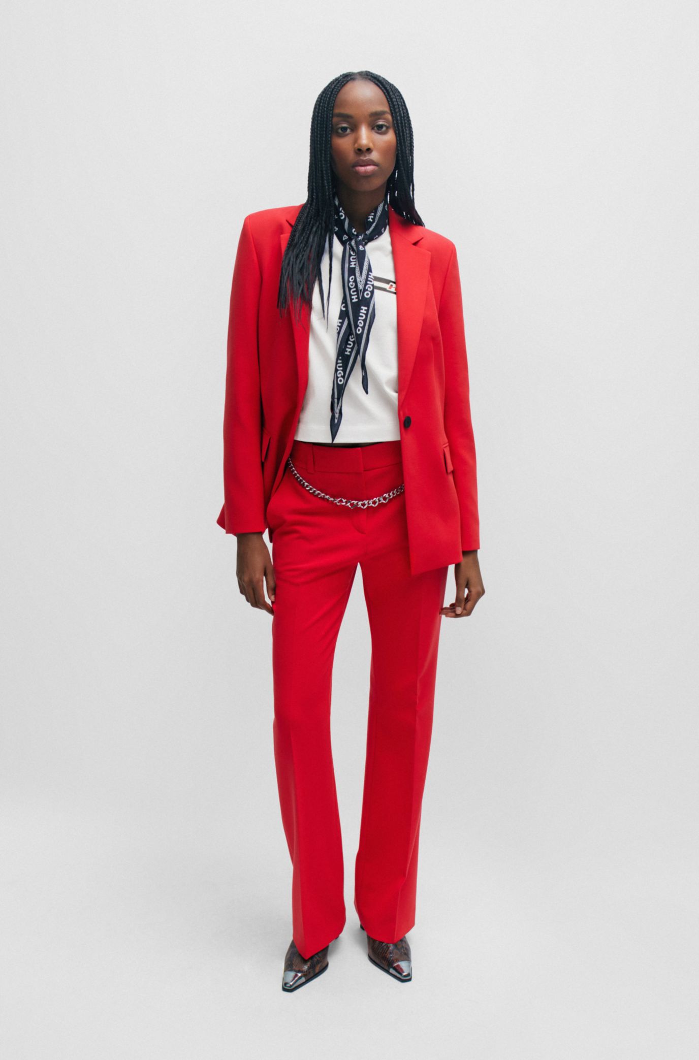 Zara red suit store womens