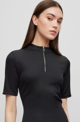 HUGO Stretchjersey dress with zipped neckline