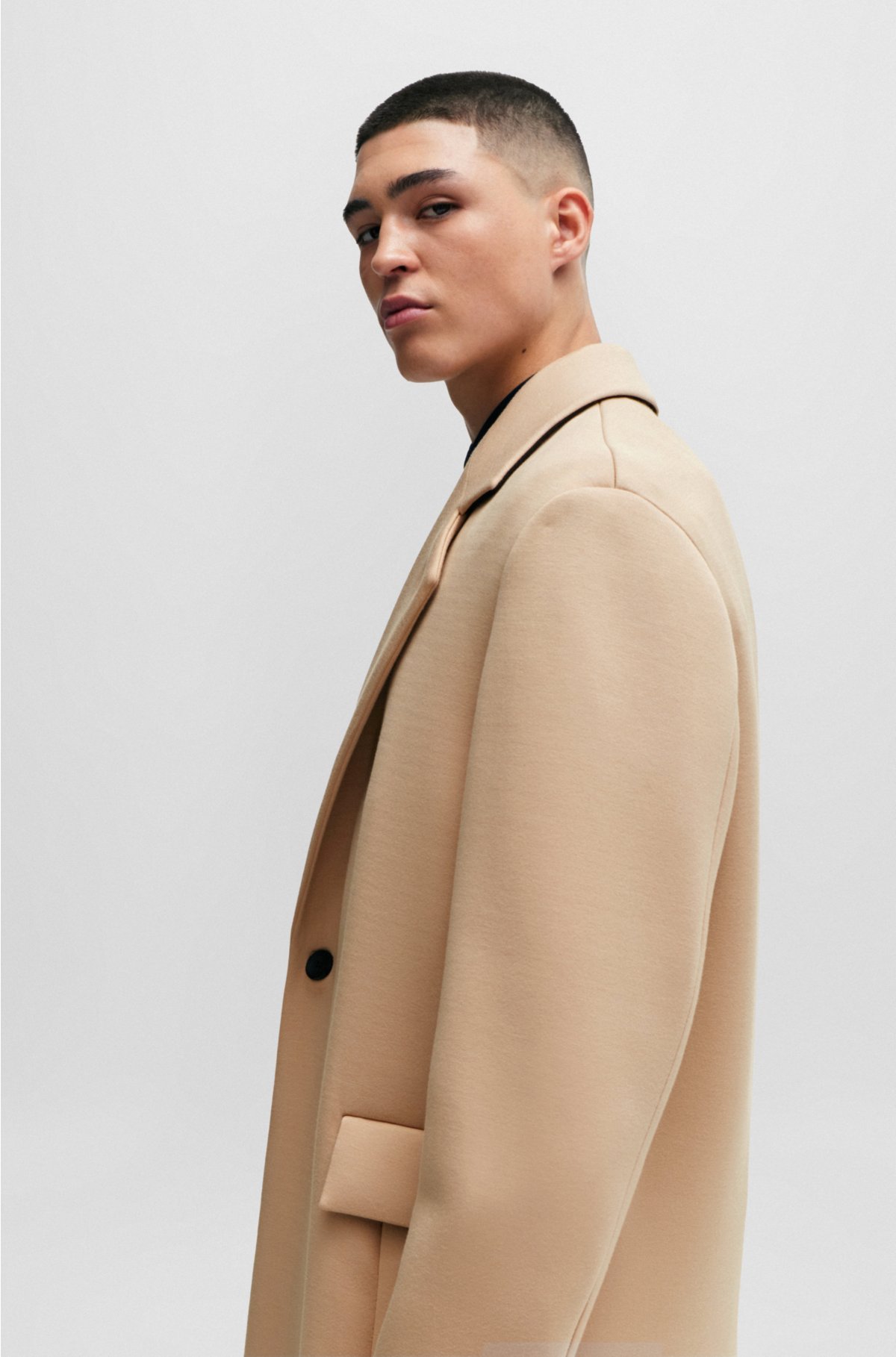 Regular-fit coat with double-breasted closure, Beige