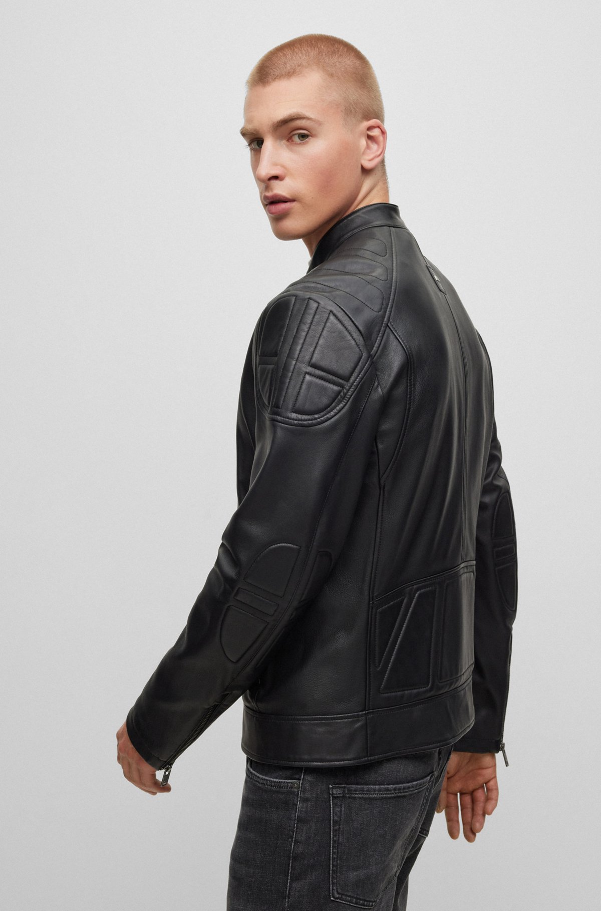 Hugo Boss Leather Biker Jacket Mens Sale Online | bellvalefarms.com