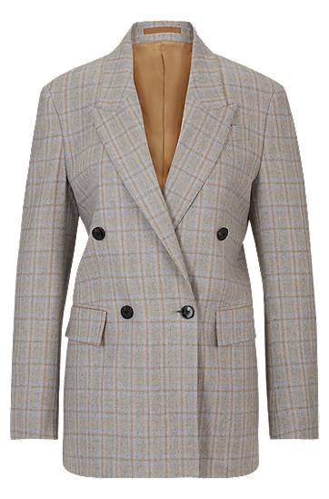 Double-breasted relaxed-fit jacket in a wool blend, Hugo boss