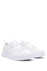 Sneakers in materiali misti con logo in rilievo, Bianco