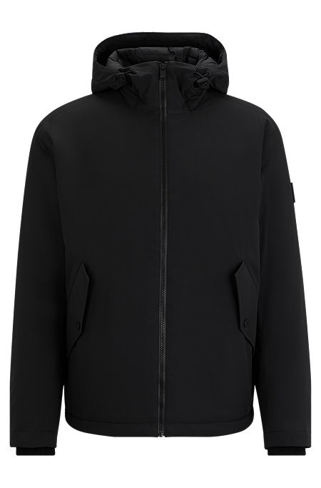 Wasserabweisende Jacke aus knitterfreiem Stretch-Gewebe, Schwarz