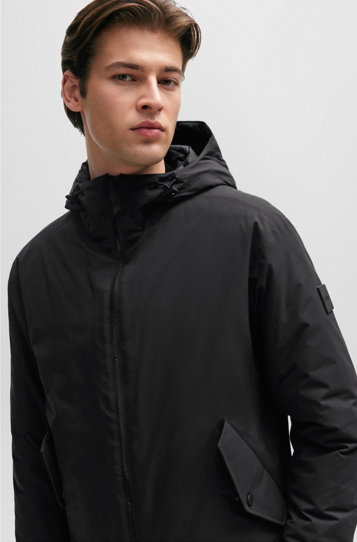 Water-repellent jacket in crease-resistant stretch material, Black