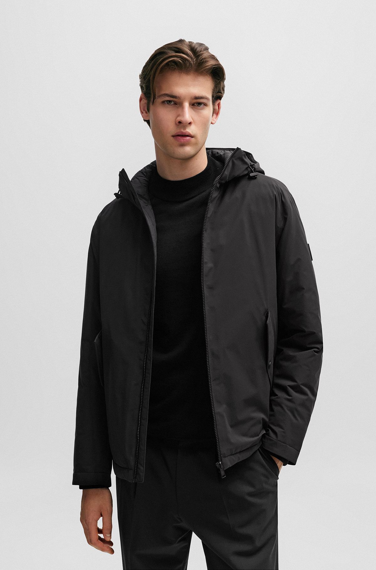 Water-repellent jacket in crease-resistant stretch material, Black
