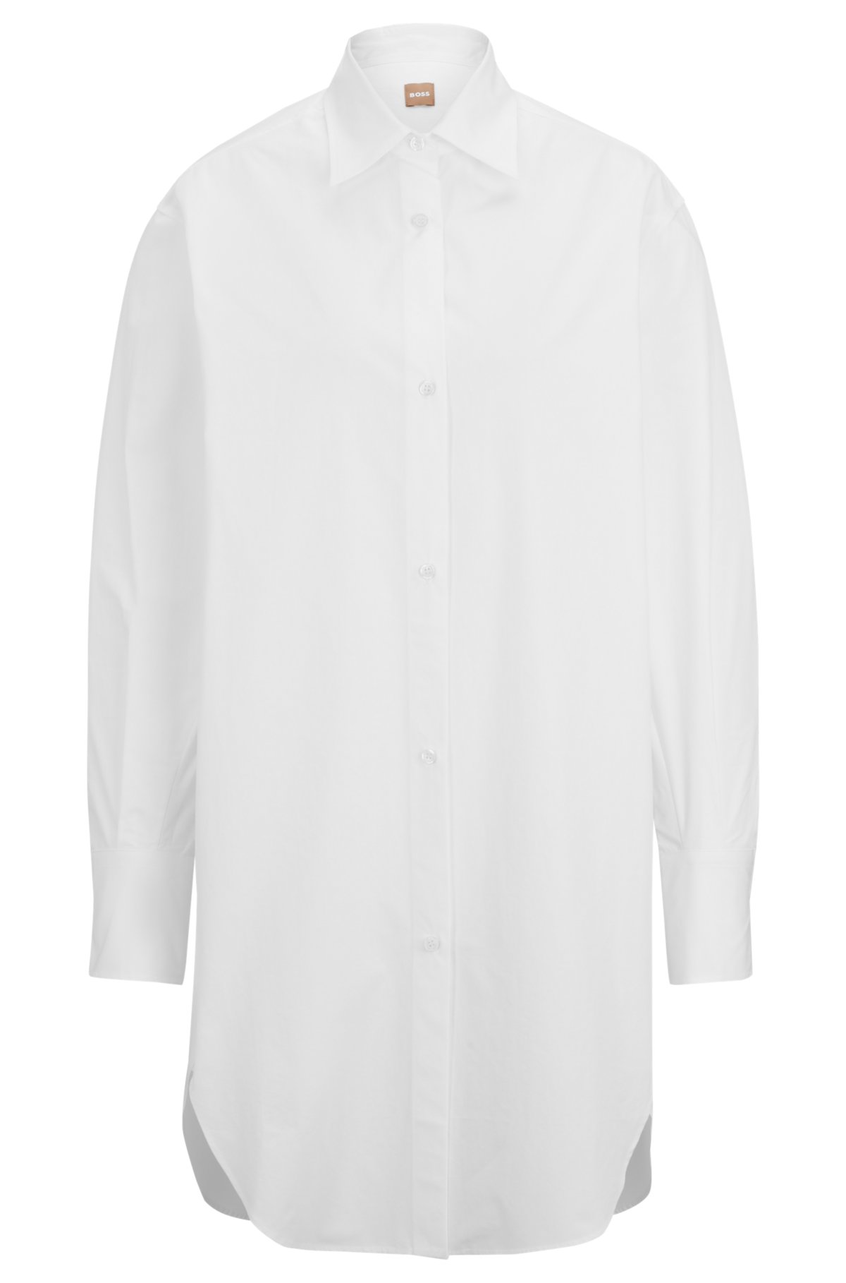 Weiße Bluse aus Bio-Popeline mit Polo-Rücken