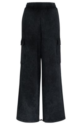 HUGO - Relaxed-fit cargo tracksuit bottoms in a cotton blend