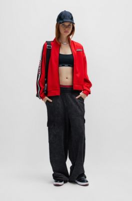 HUGO - Relaxed-fit cargo tracksuit bottoms in a cotton blend