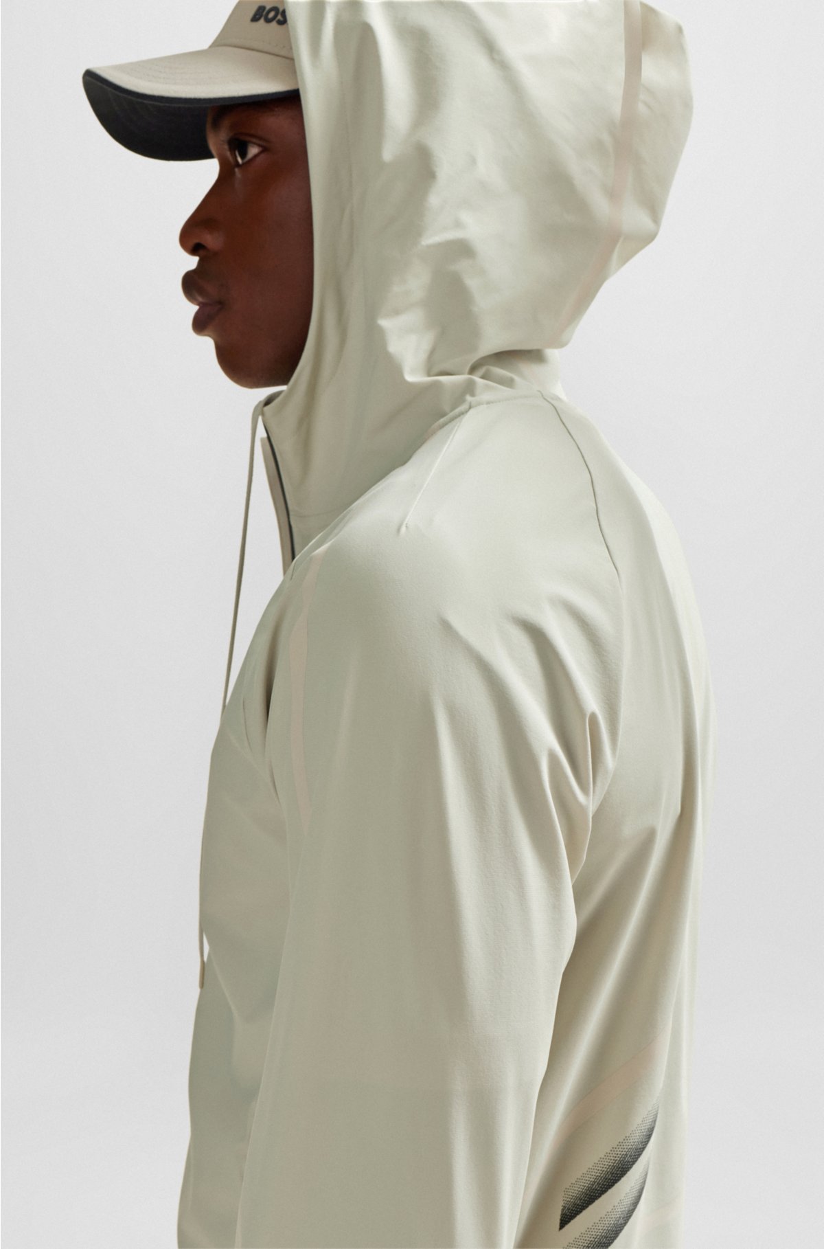 BOSS - Zip-up hoodie with decorative reflective details
