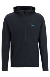 Zip-up hoodie with decorative reflective details, Dark Blue