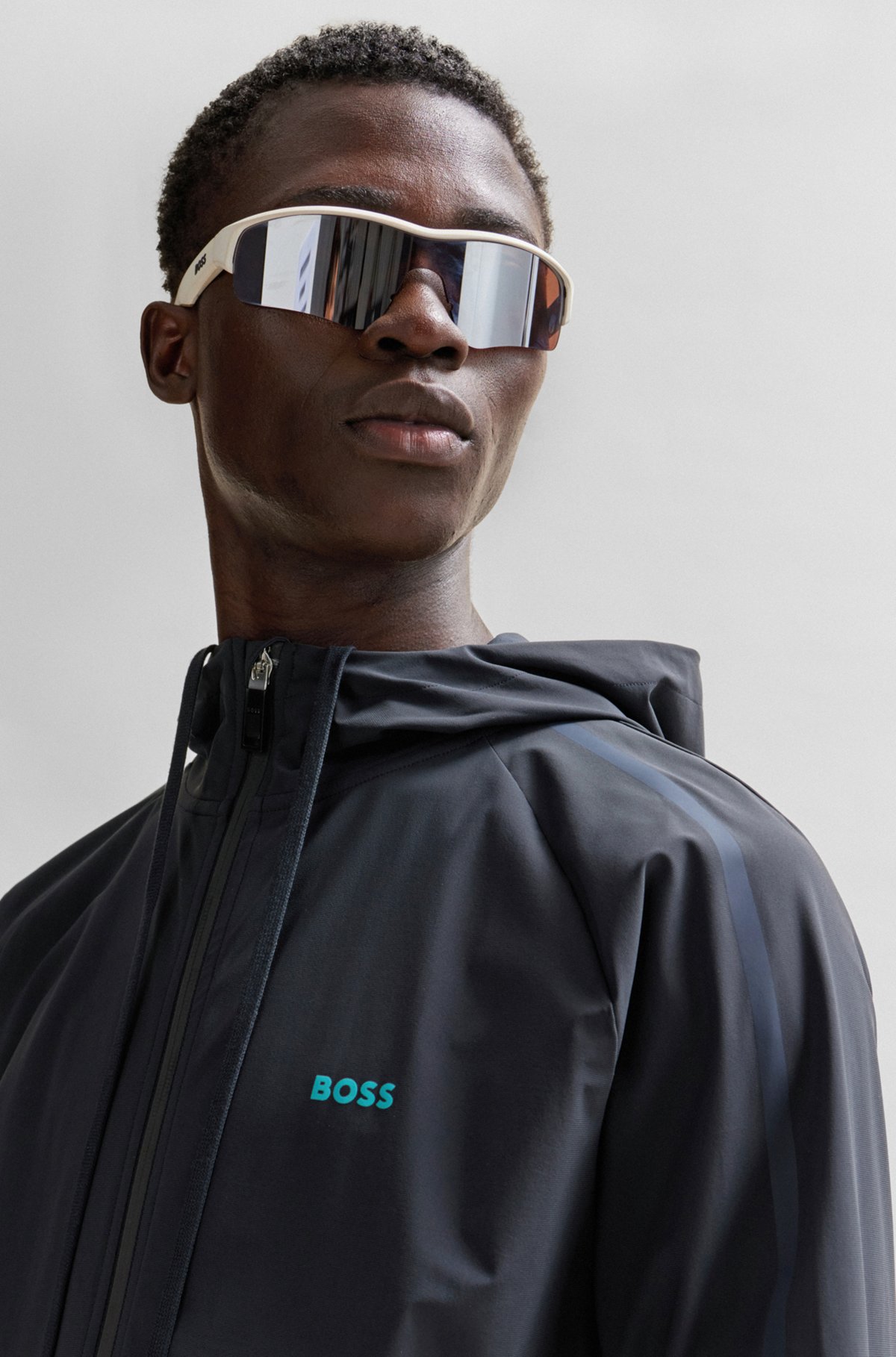 Zip-up hoodie with decorative reflective details, Dark Blue