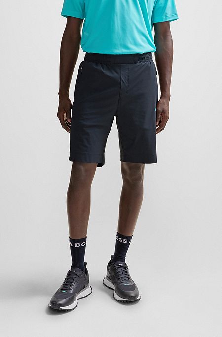 Regular-fit shorts met decoratief, reflecterend artwork, Donkerblauw