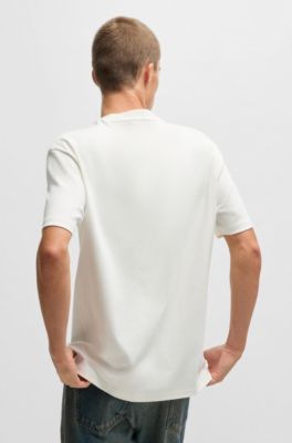 Interlock-cotton T-shirt with metallic stacked-logo badge, White