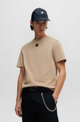 HUGO - Interlock-cotton regular-fit T-shirt with stacked logo