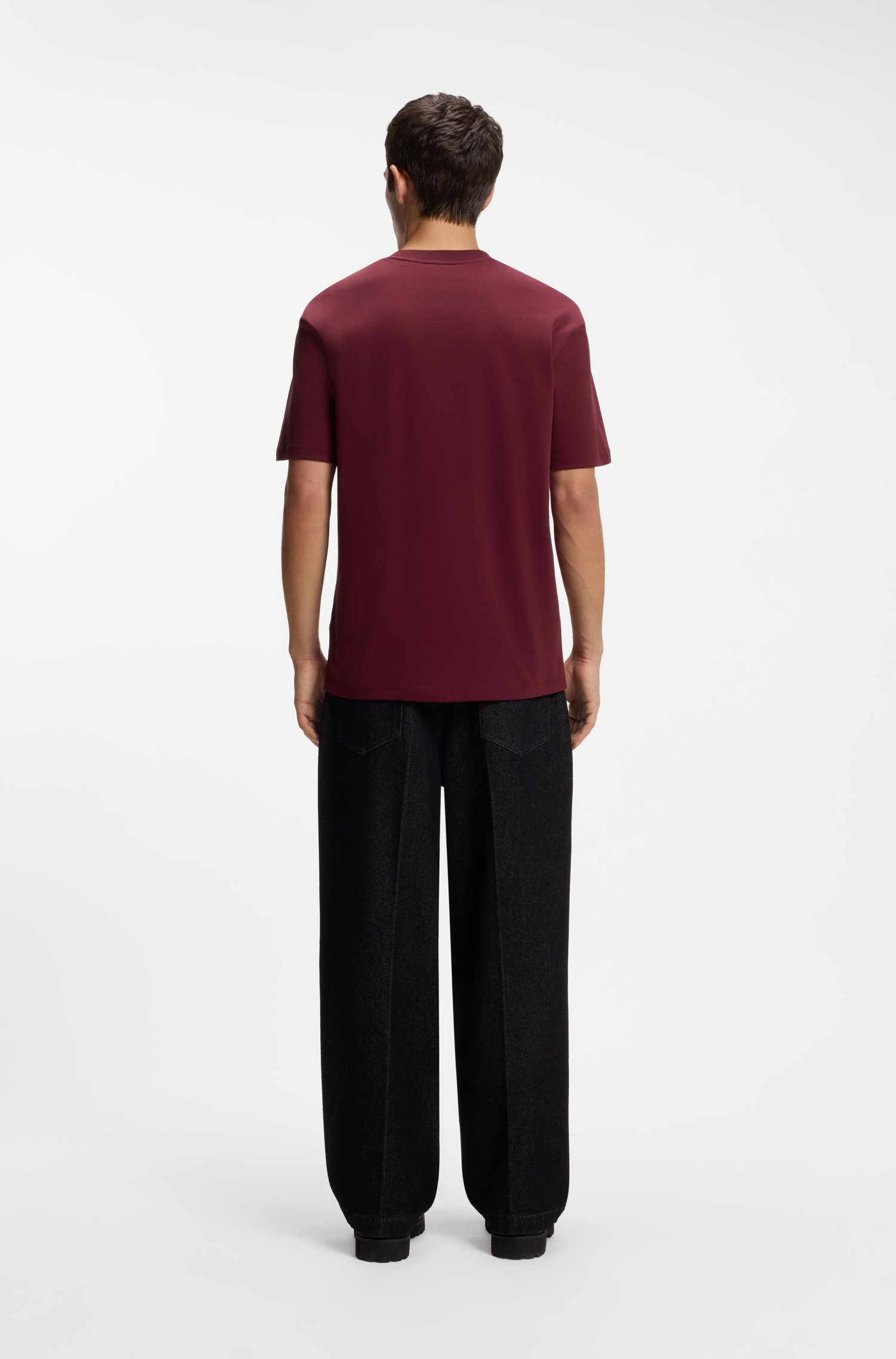 Hugo Interlock-cotton T-shirt with metallic stacked-logo badge herr – bild 3
