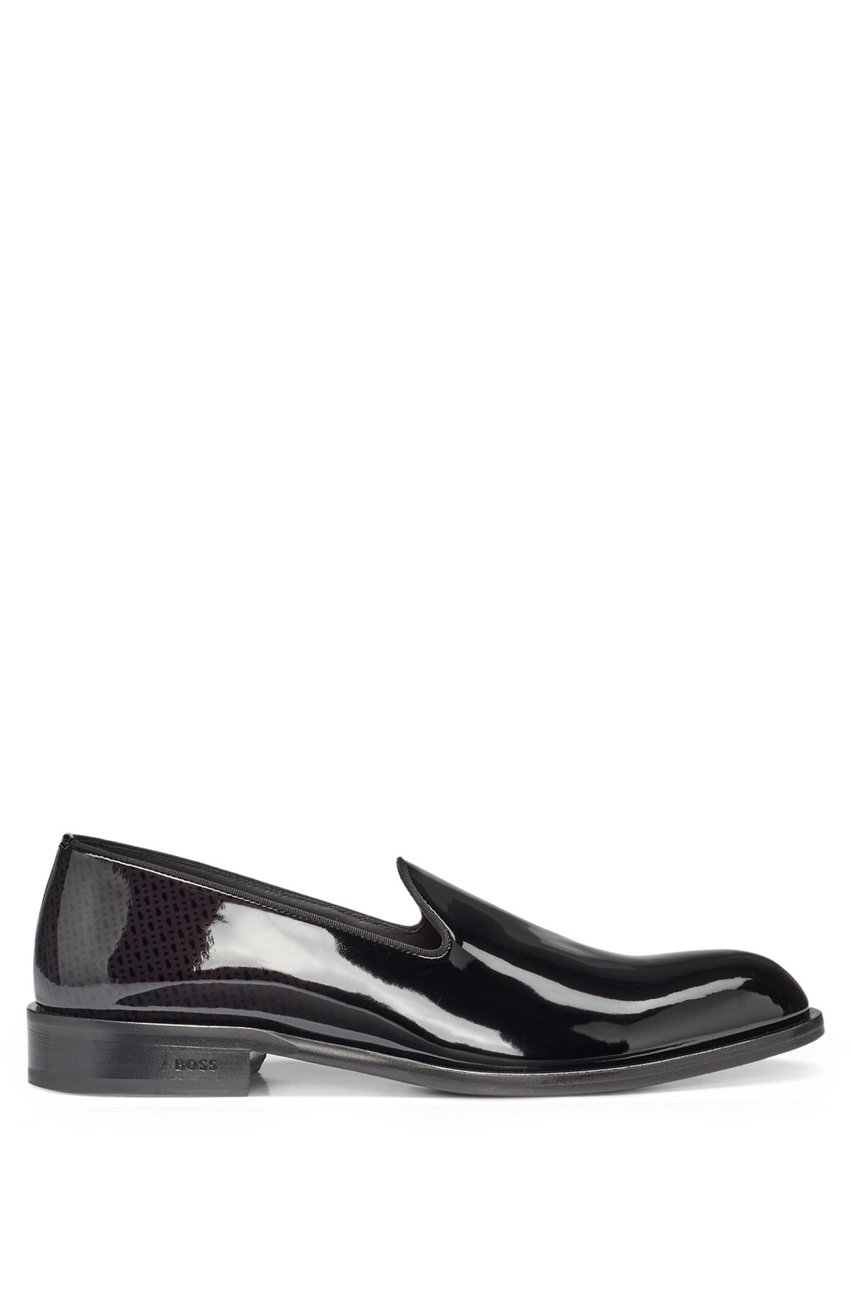 Italian-made loafers in leather with degradé monogram detailing, Black