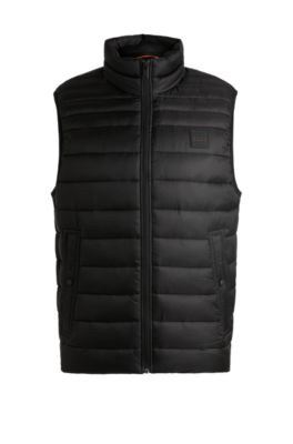 BOSS - Water-repellent slim-fit gilet with logo patch - Black