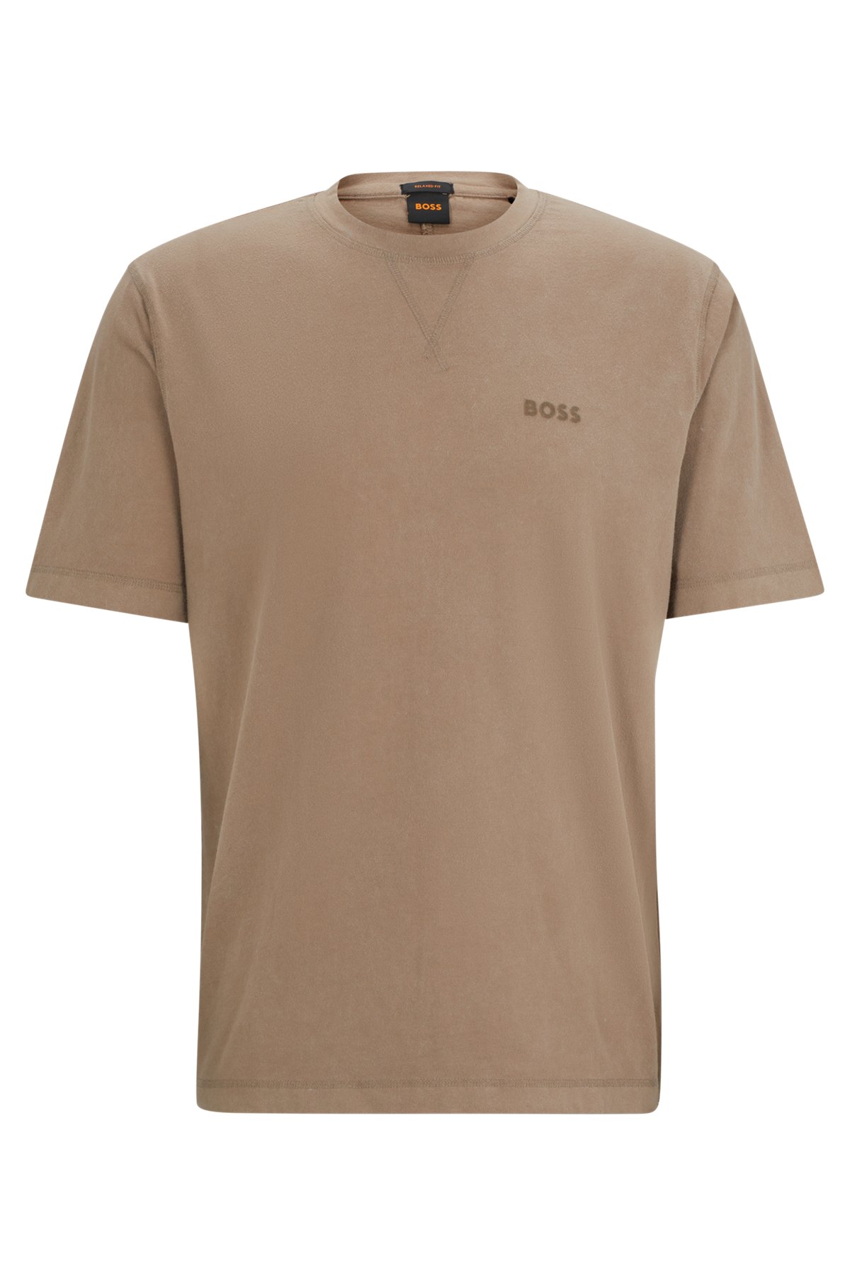 BOSS - Garment-dyed T-shirt in cotton with logo detail