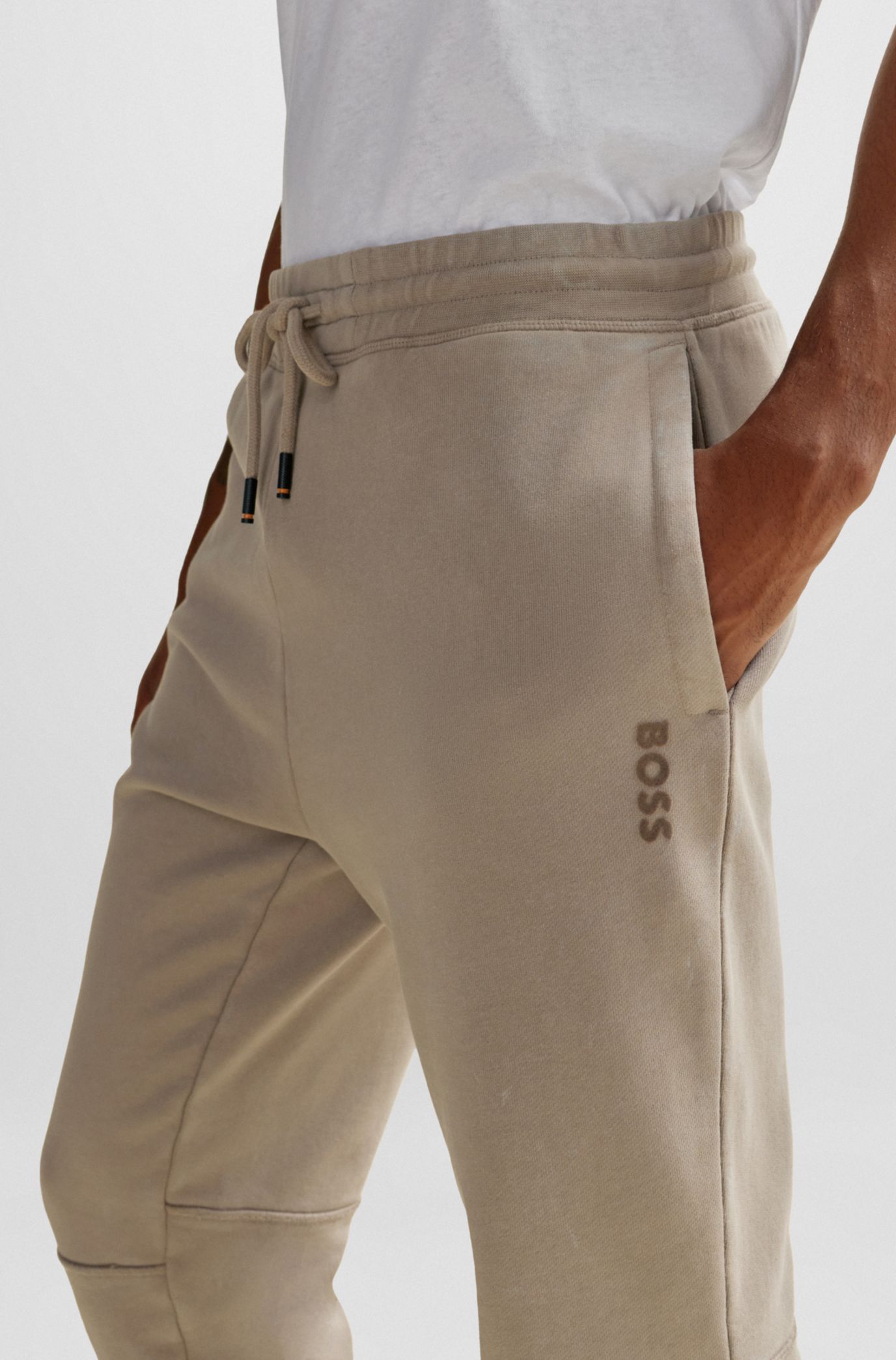 Cotton-terry tracksuit bottoms with logo detail