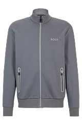 Cotton-blend zip-up sweatshirt with pixelated details, Grey