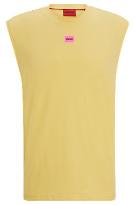 Mens yellow 2025 sleeveless shirt