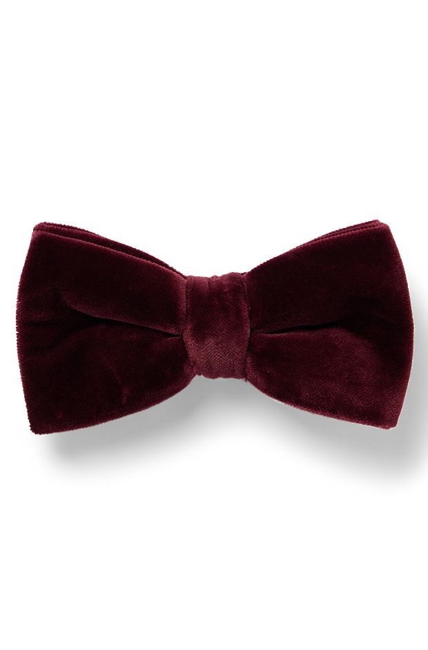 Bow tie in cotton velvet, Dark Red