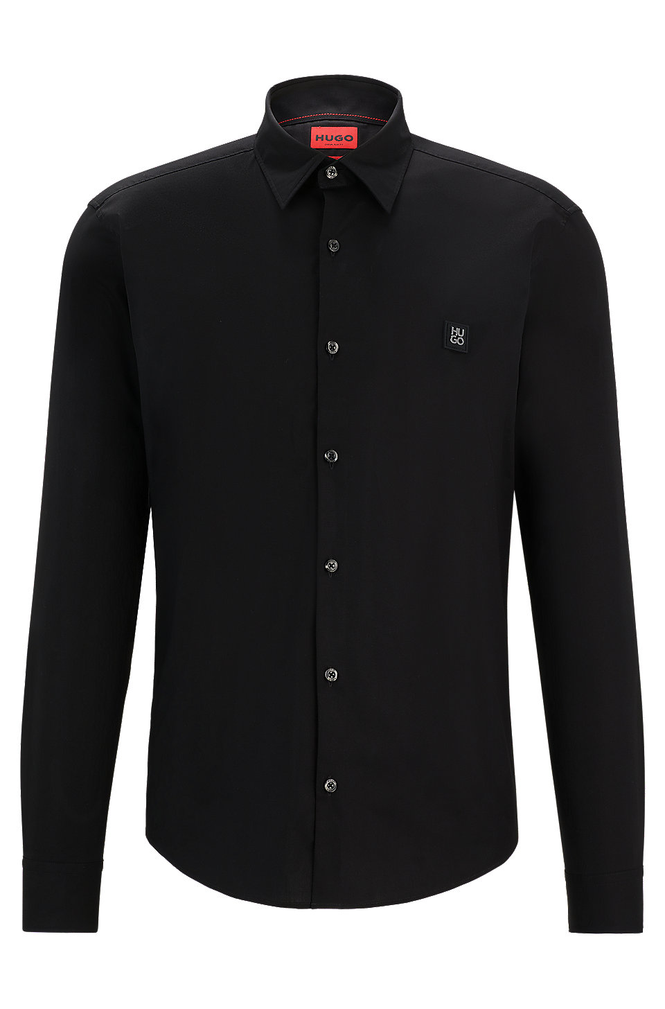 HUGO - Slim-fit shirt in stretch cotton with stacked logo