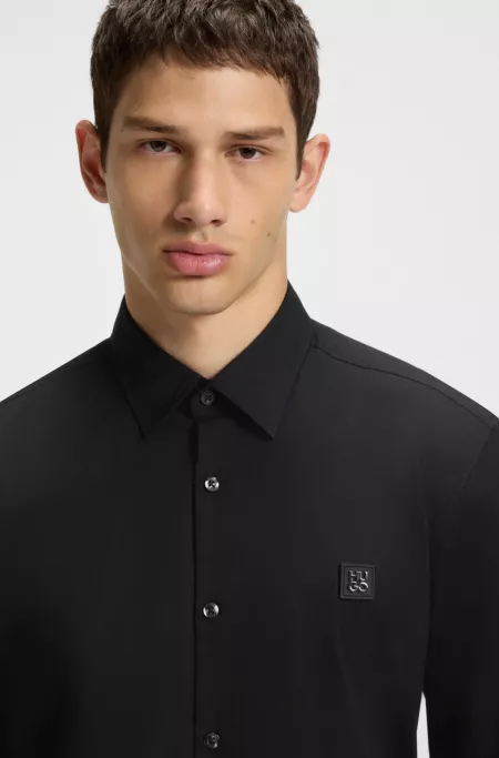 Slim-fit shirt in stretch-cotton canvas