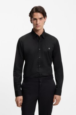Slim-fit shirt in stretch-cotton canvas