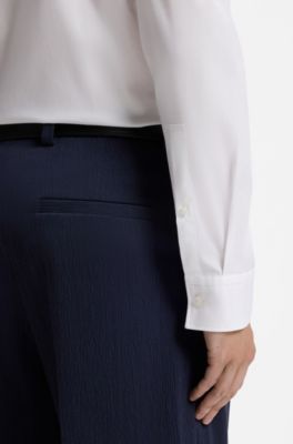Slim-fit shirt in stretch-cotton canvas, White