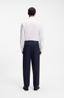 Slim-fit shirt in stretch-cotton canvas, White