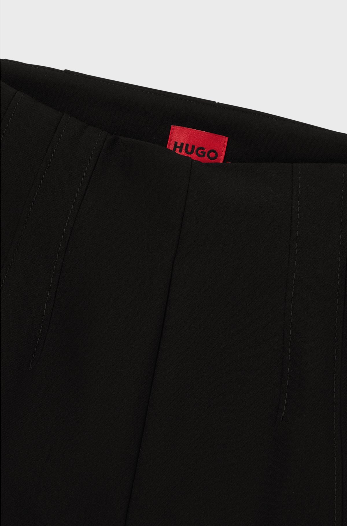 Slim-fit high-rise trousers in stretch material, Black