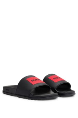 HUGO - Slip-on slides with red logo label