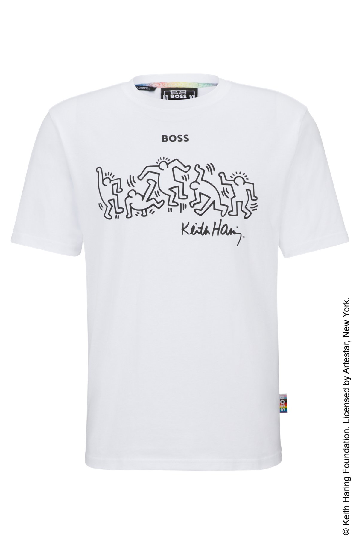 BOSS x Keith Haring gender-neutral T-shirt with special logo artwork, White