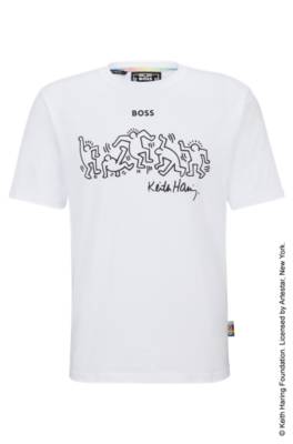 Hugo Boss X Keith Haring T-shirt With Special Logo Artwork In White