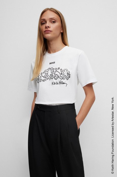 Hugo Boss Boss X Keith Haring T-shirt With Special Logo Artwork In White