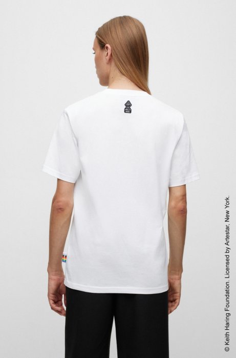 Shop Hugo Boss Boss X Keith Haring Gender-neutral T-shirt With Special Logo Artwork In White
