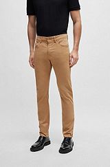 Slim-fit jeans in lightweight satin stretch denim, Beige