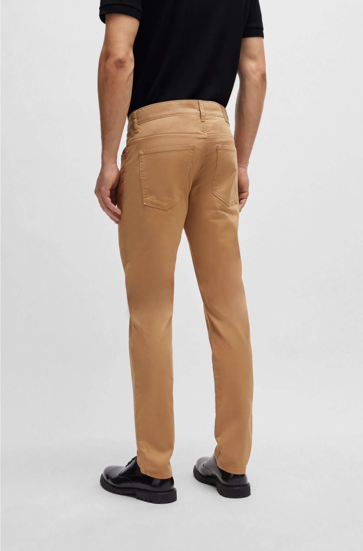Slim-fit jeans in lightweight satin stretch denim, Beige