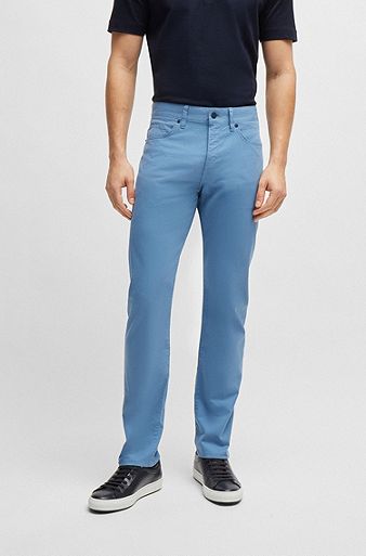 Slim-fit jeans in lightweight satin stretch denim, Light Blue