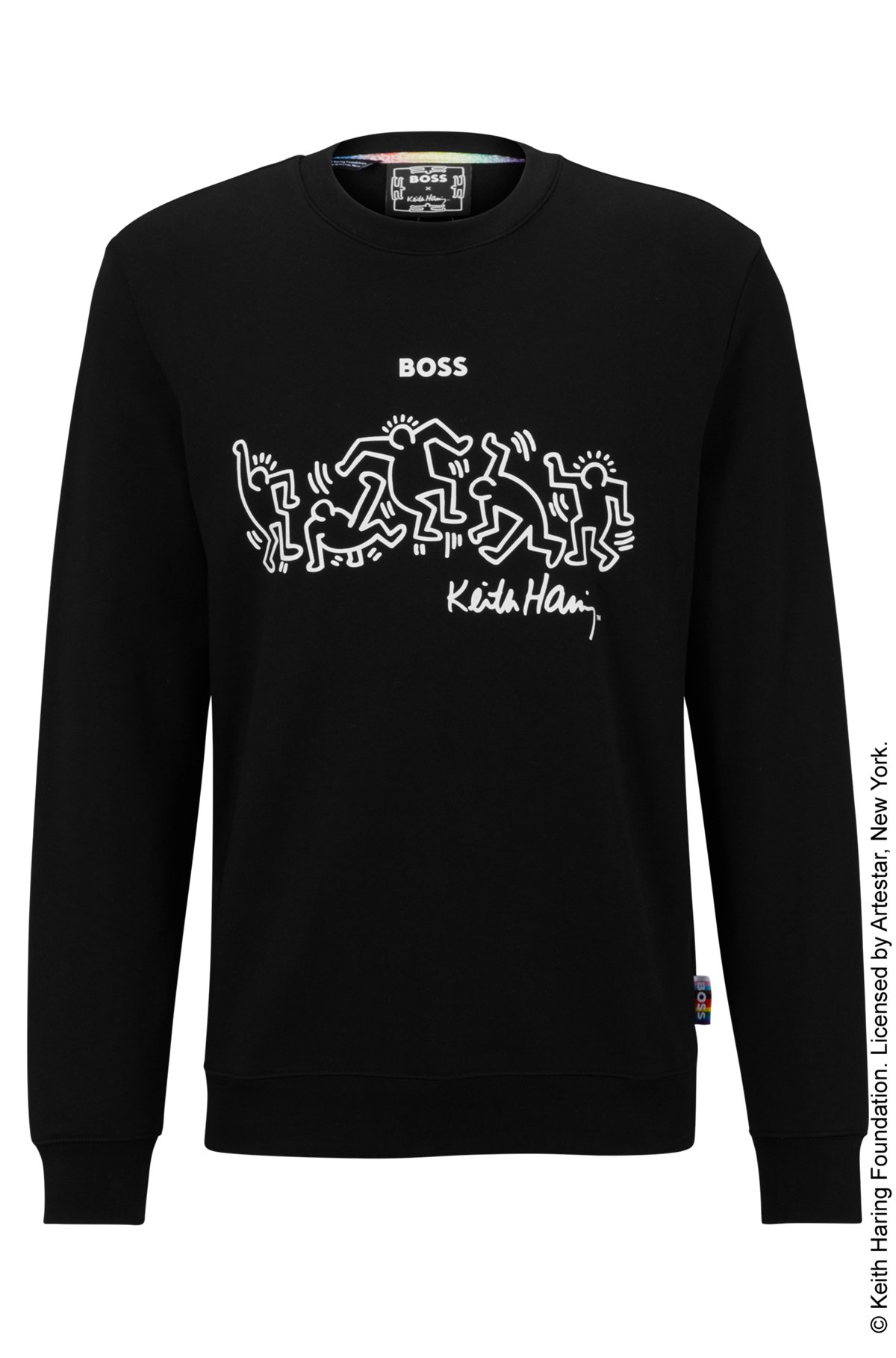 BOSS x Keith Haring gender-neutral cotton-blend sweatshirt with special artwork, Black