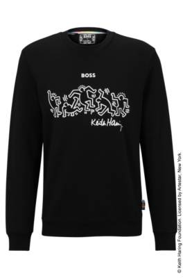Hugo Boss Boss X Keith Haring Gender-neutral Cotton-blend Sweatshirt With Special Artwork In Black