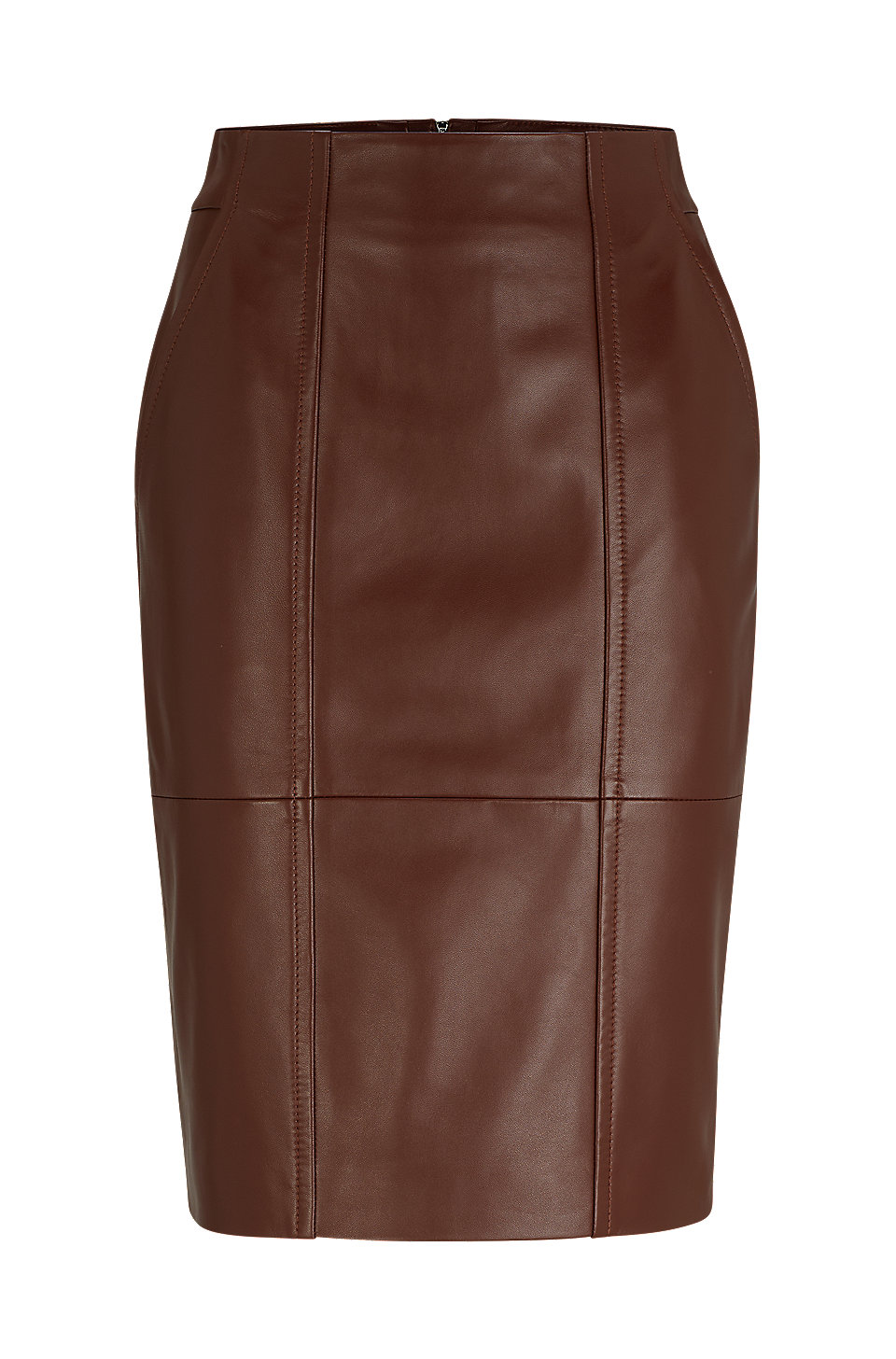 BOSS - Seam-detail pencil skirt in lamb leather