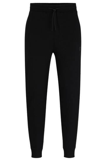 Cotton-terry tracksuit bottoms with logo detail, Hugo boss