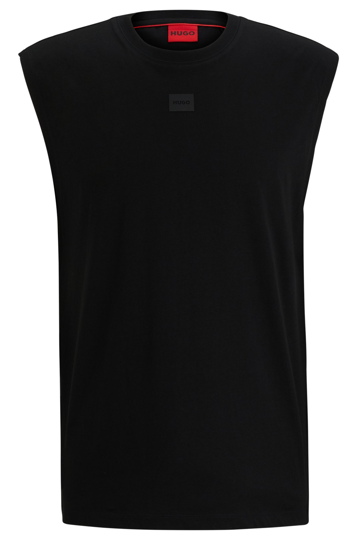 HUGO - Sleeveless T-shirt in cotton jersey with logo detail