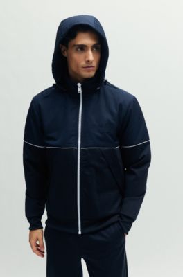 BOSS - Hybrid-Kapuzenjacke mit Paspeln und erhabenem Logo