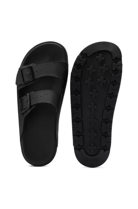 All-gender twin-strap sandals with structured uppers