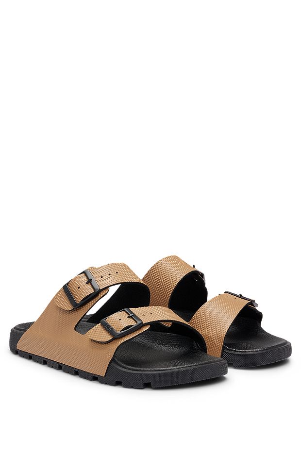 All-gender twin-strap sandals with structured uppers, Light Beige