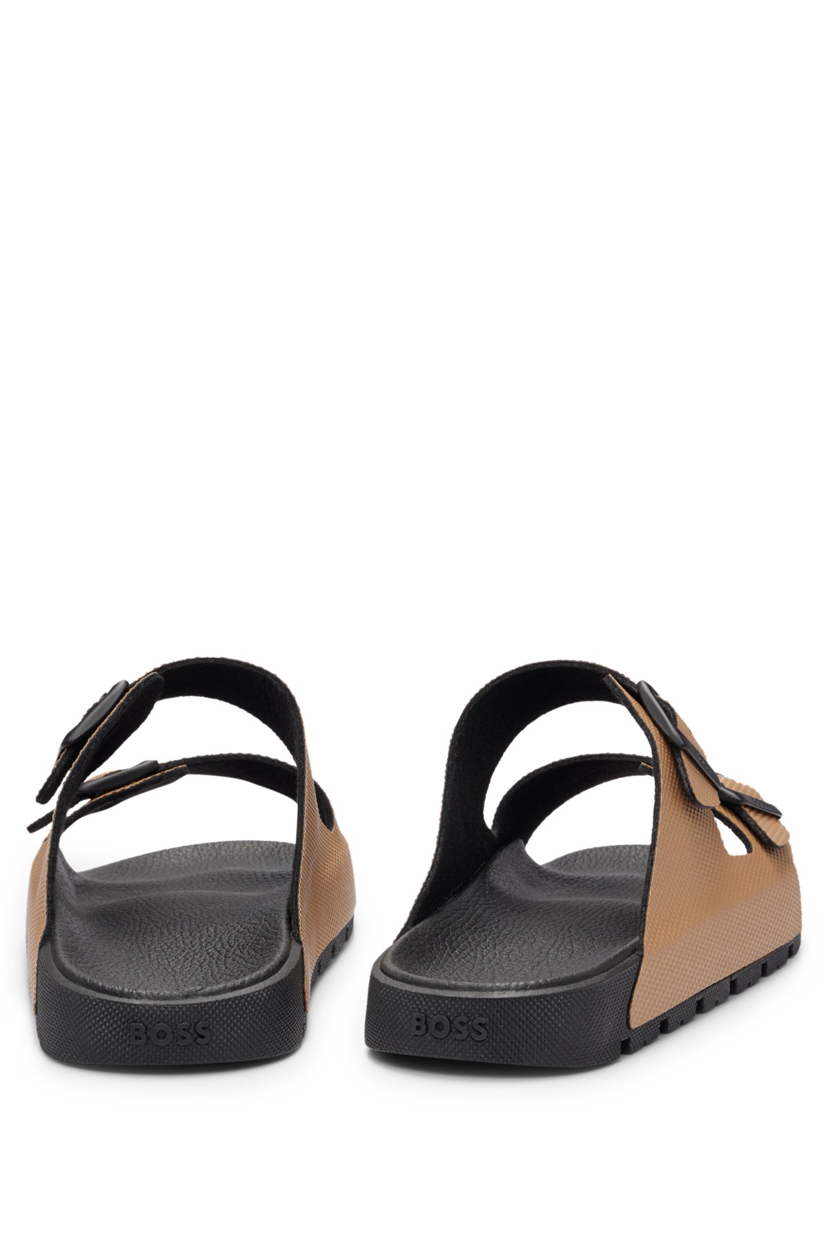 All-gender twin-strap sandals with structured uppers, Light Beige