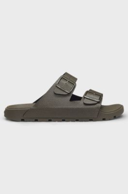 All-gender twin-strap sandals with structured uppers, Dark Green